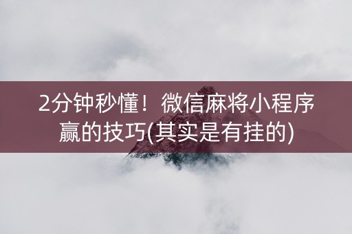 微信上麻将小程序怎么赢(有挂技巧辅助器)
